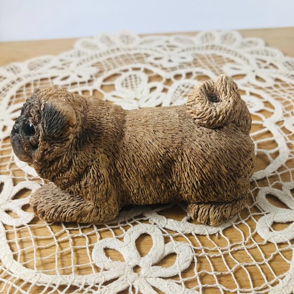 Vintage 1984 PUG Dog Figurine UDC Classic Critters With Glass Eyes - Picture 1 of 5